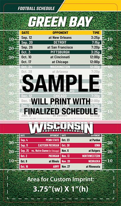 ReaMark Products: Green Bay Full Magnet Football Schedule